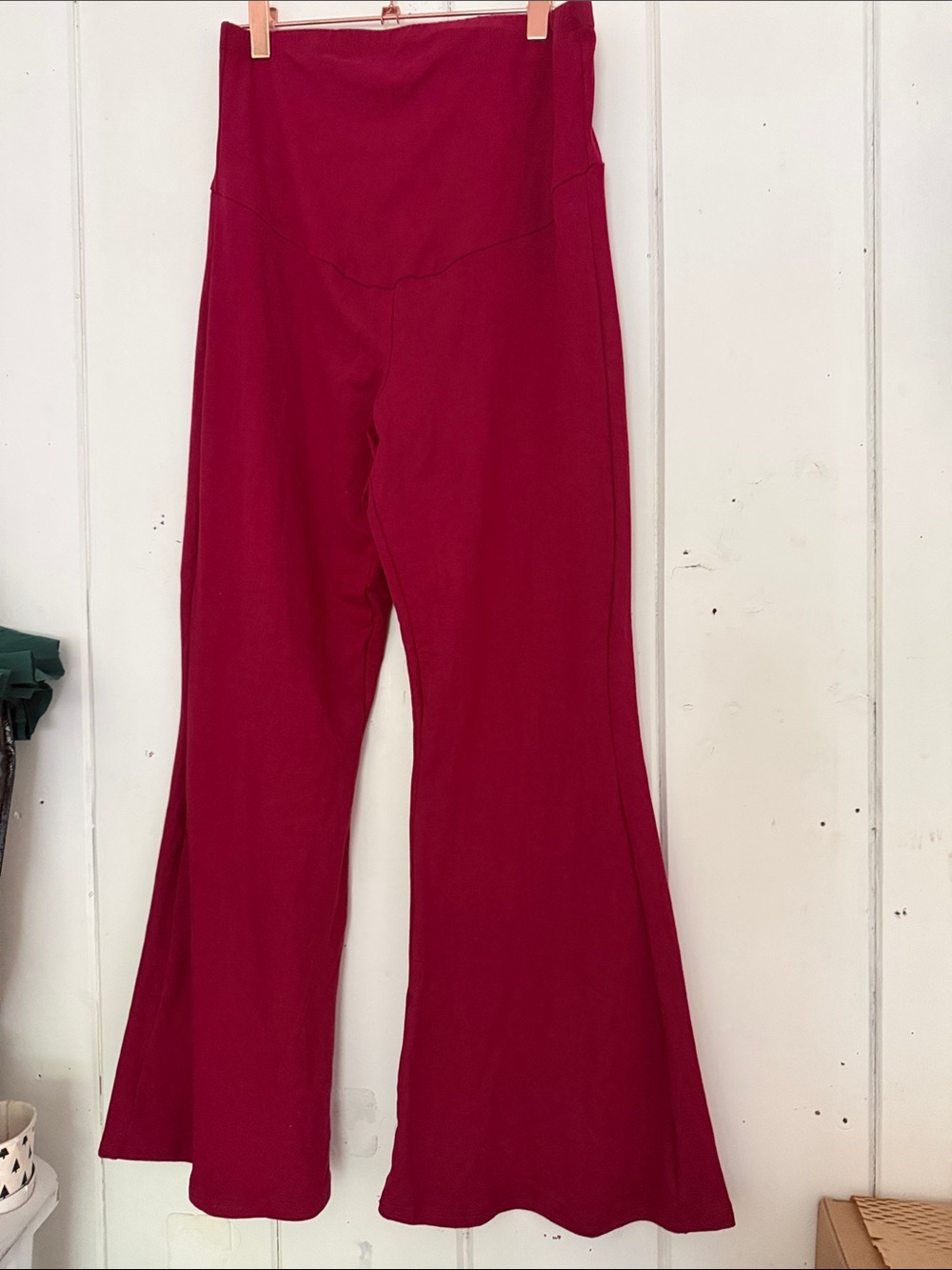 Maternity High-Waist Flared Pants in Deep Berry & Black (3 pack)